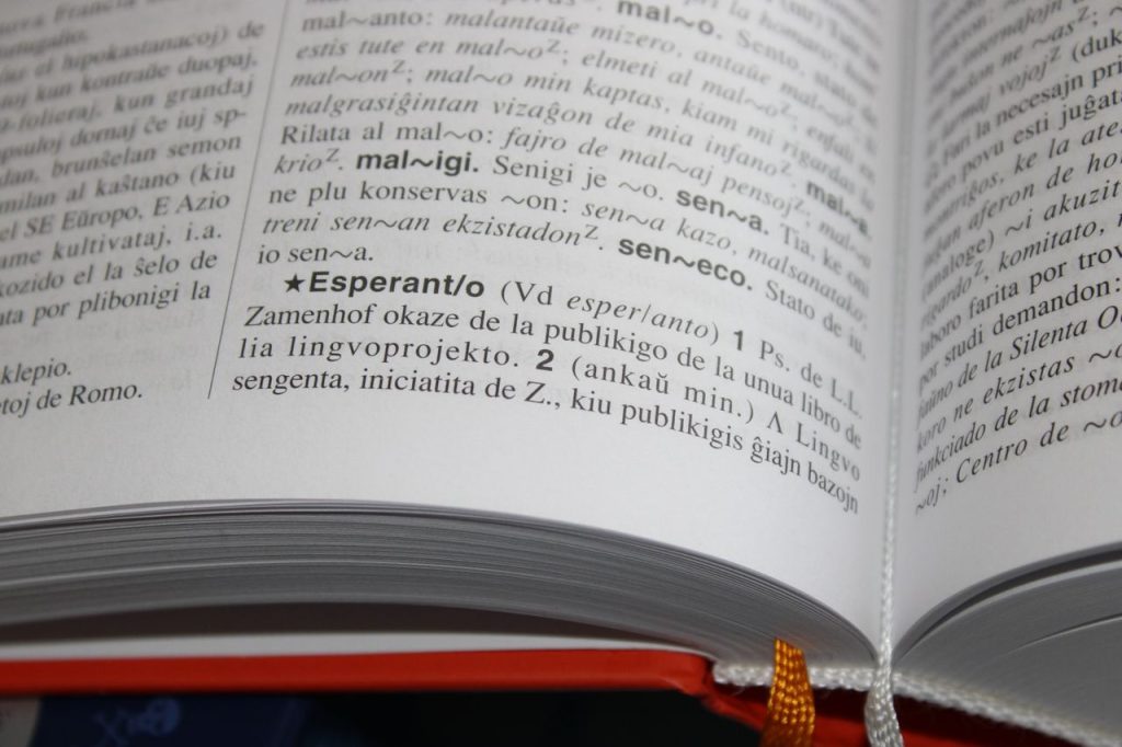 Mastering the First Impression: Your intriguing post title goes here Close-up of an open book featuring text and definitions in Esperanto language.